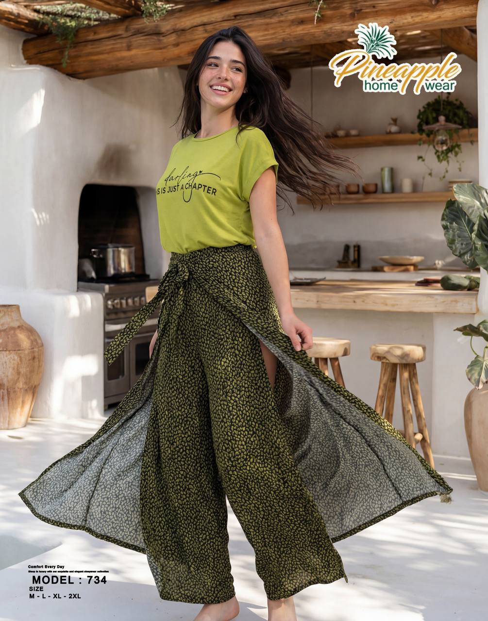 Patterned Skirt Home Wear Set
