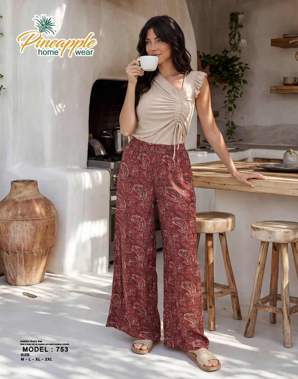 Patterned Pants Home Wear Set