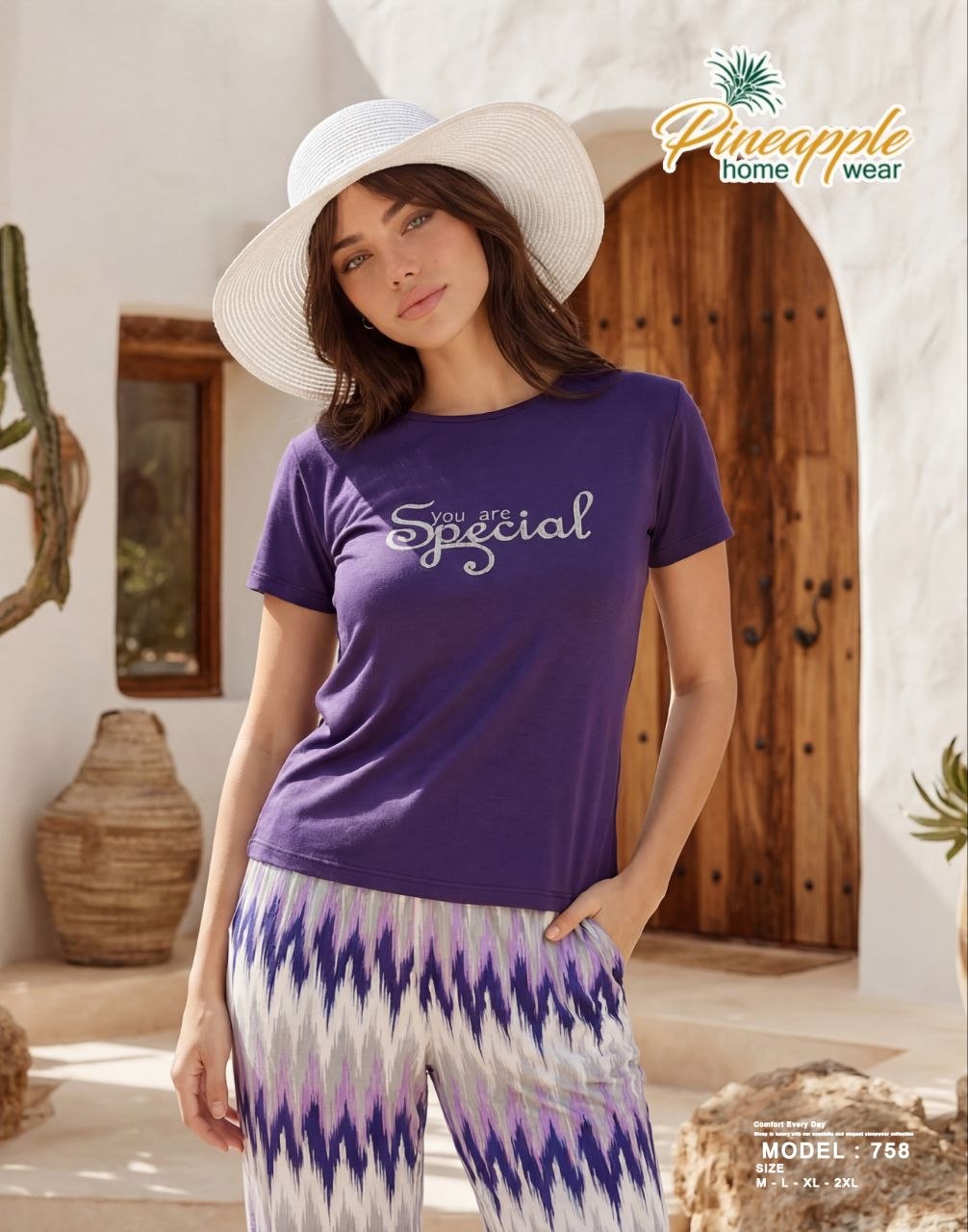 Purple Top & Patterned Skirt Set