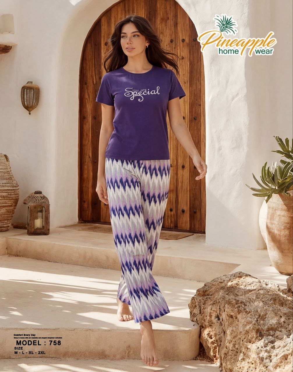 Purple Top & Patterned Skirt Set