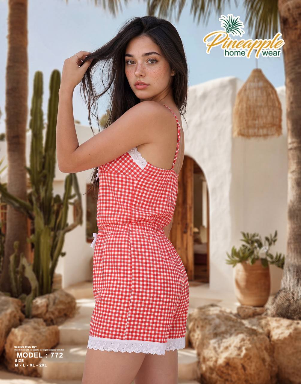 Tropical Red Checkered Summer Dress