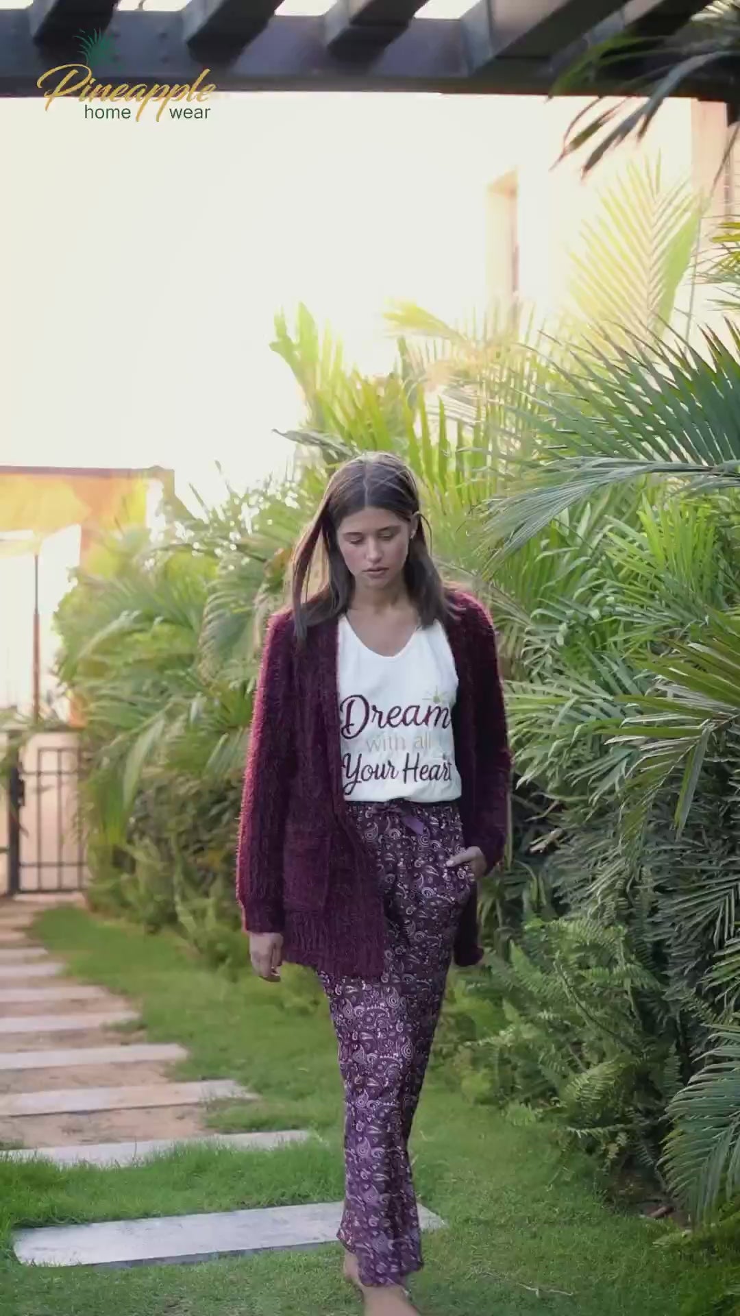 woman wearing a purple outfit 